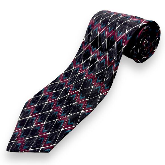 Tutto Matto 100% Silk Dress Tie Made in Italy Geometric Triangle Print 59" 3.75" - Picture 1 of 9